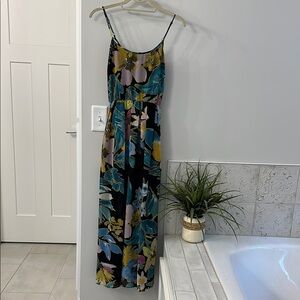 Daniel Rainn Black and Teal Floral maxi dress